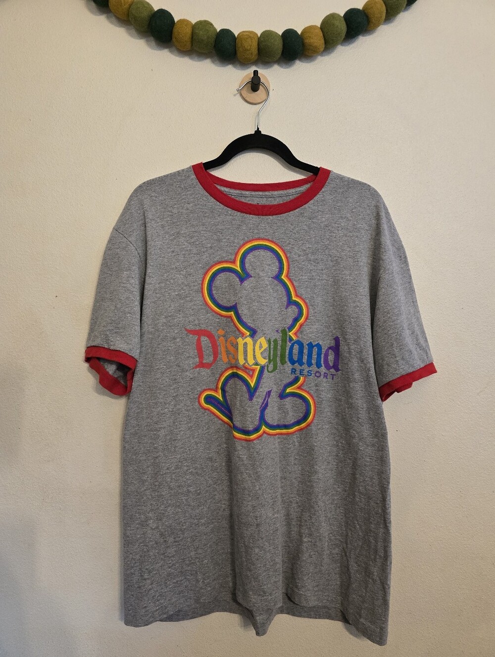 Disneyland Tee Shirt Mens Large L Gray Rainbow Mickey Pride Disney Parks RETIRED